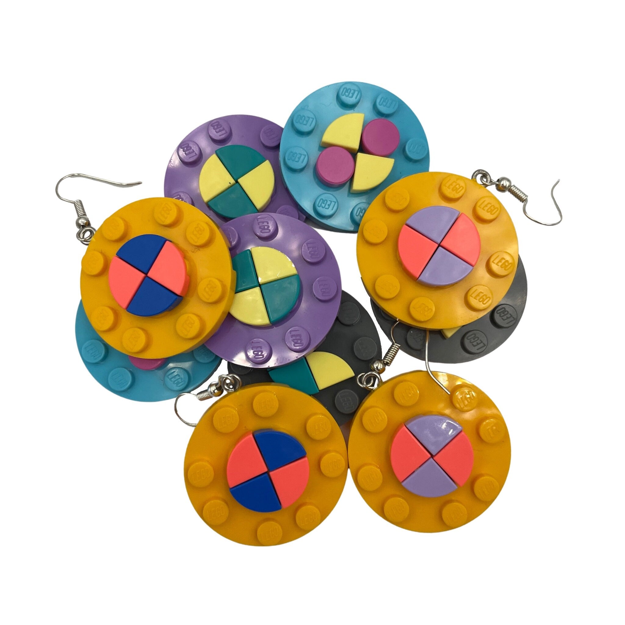 Round Geometric Earrings made with upcycled LEGO®