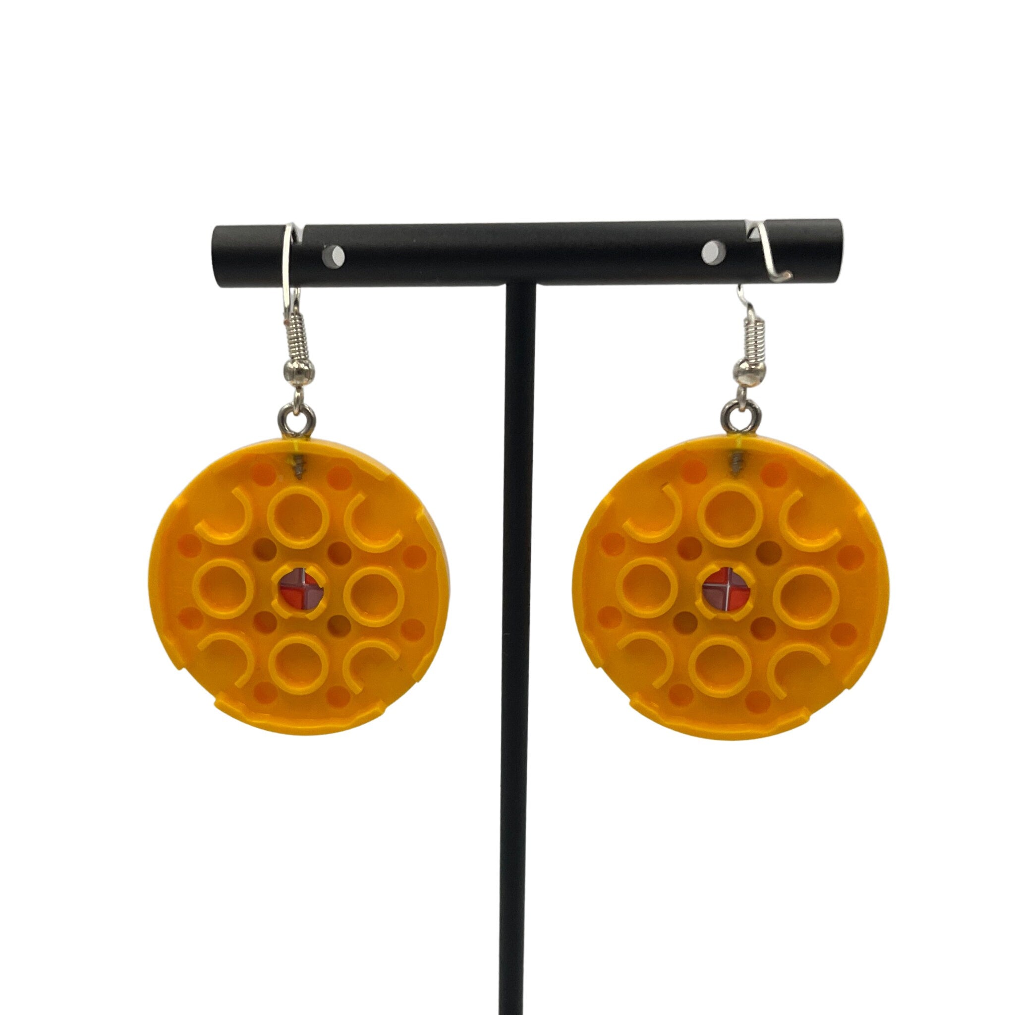 Round Geometric Earrings made with upcycled LEGO®