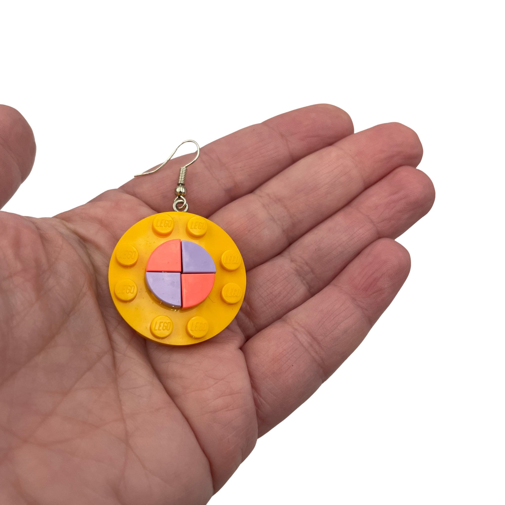 Round Geometric Earrings made with upcycled LEGO®