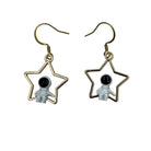 Science Space Astronaut sitting on a Star Earrings. Stargazer, Engineer or Science gift.