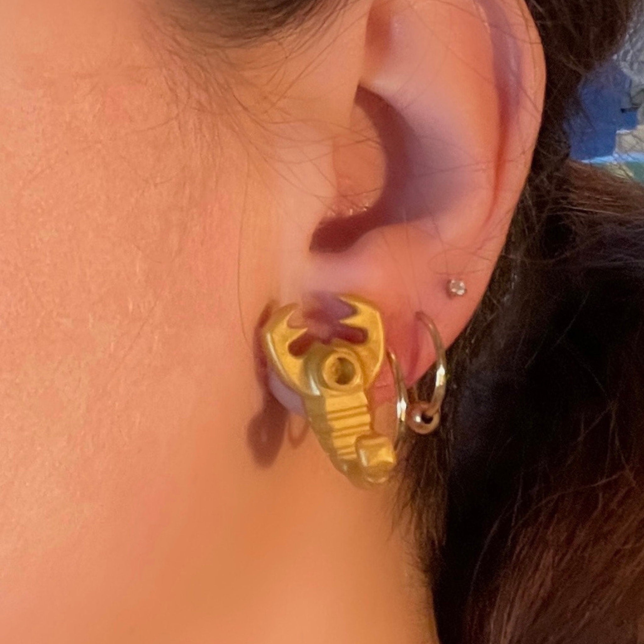 Pearl Gold Scorpion Earrings Made with upcycled LEGO®