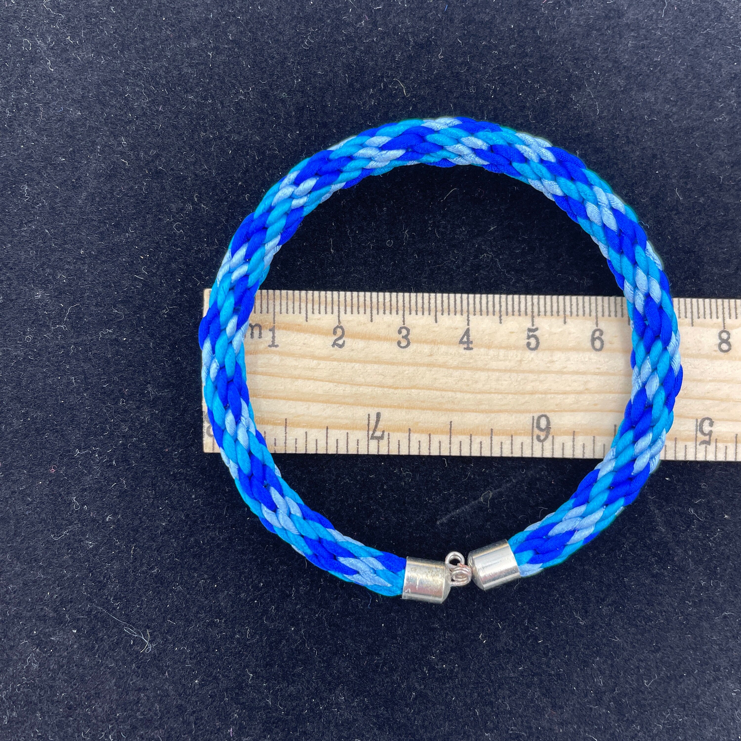 Handmade Kumihimo Blue 'Sea Waves' Silky Memory Bracelet