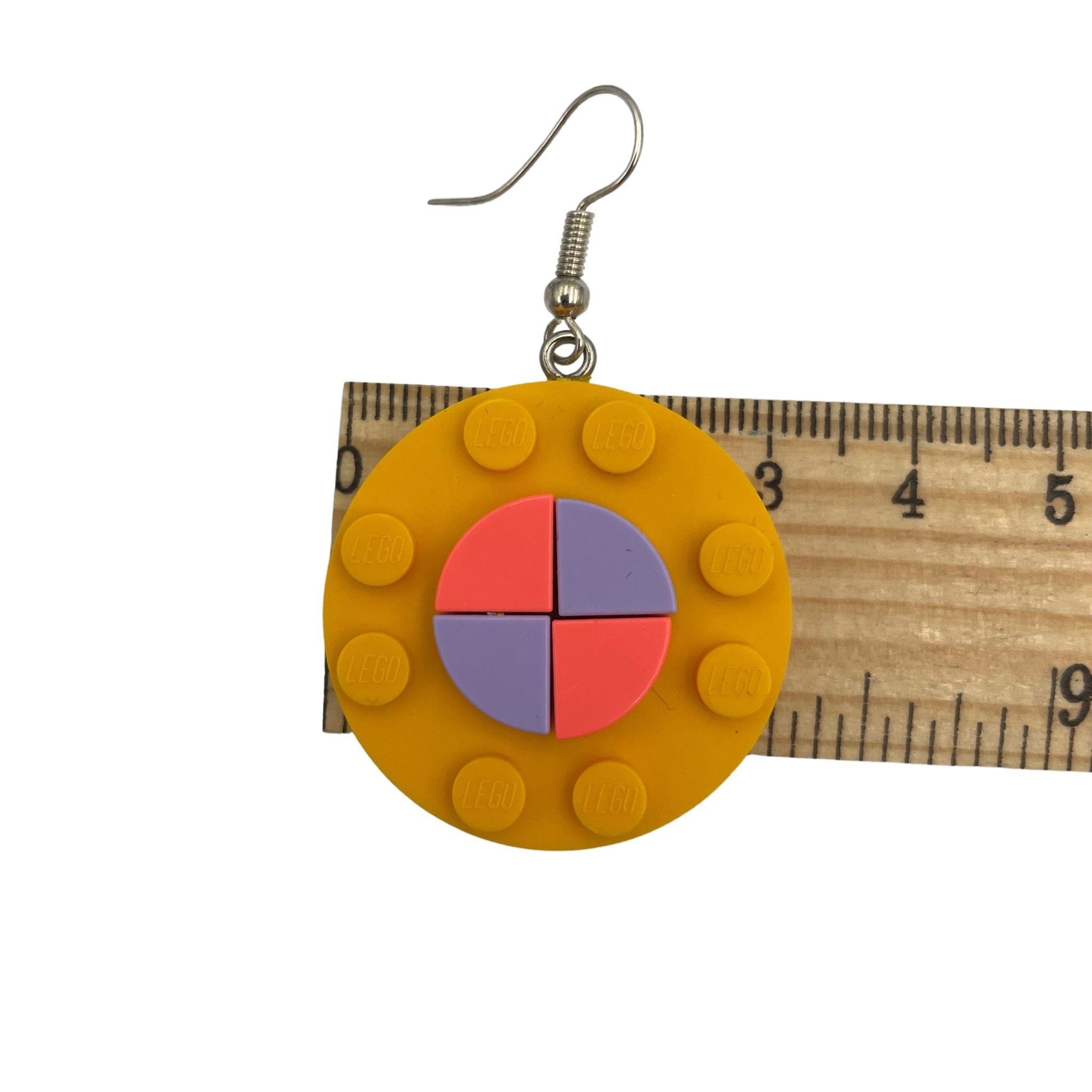 Round Geometric Earrings made with upcycled LEGO®