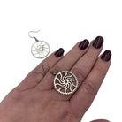 Steampunk Silver Dangle Sun Cog Earrings