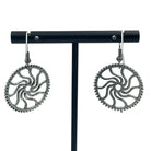 Steampunk Silver Dangle Sun Cog Earrings