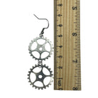 Steampunk Silver Double Dangle Cog Hardware Statement Earrings