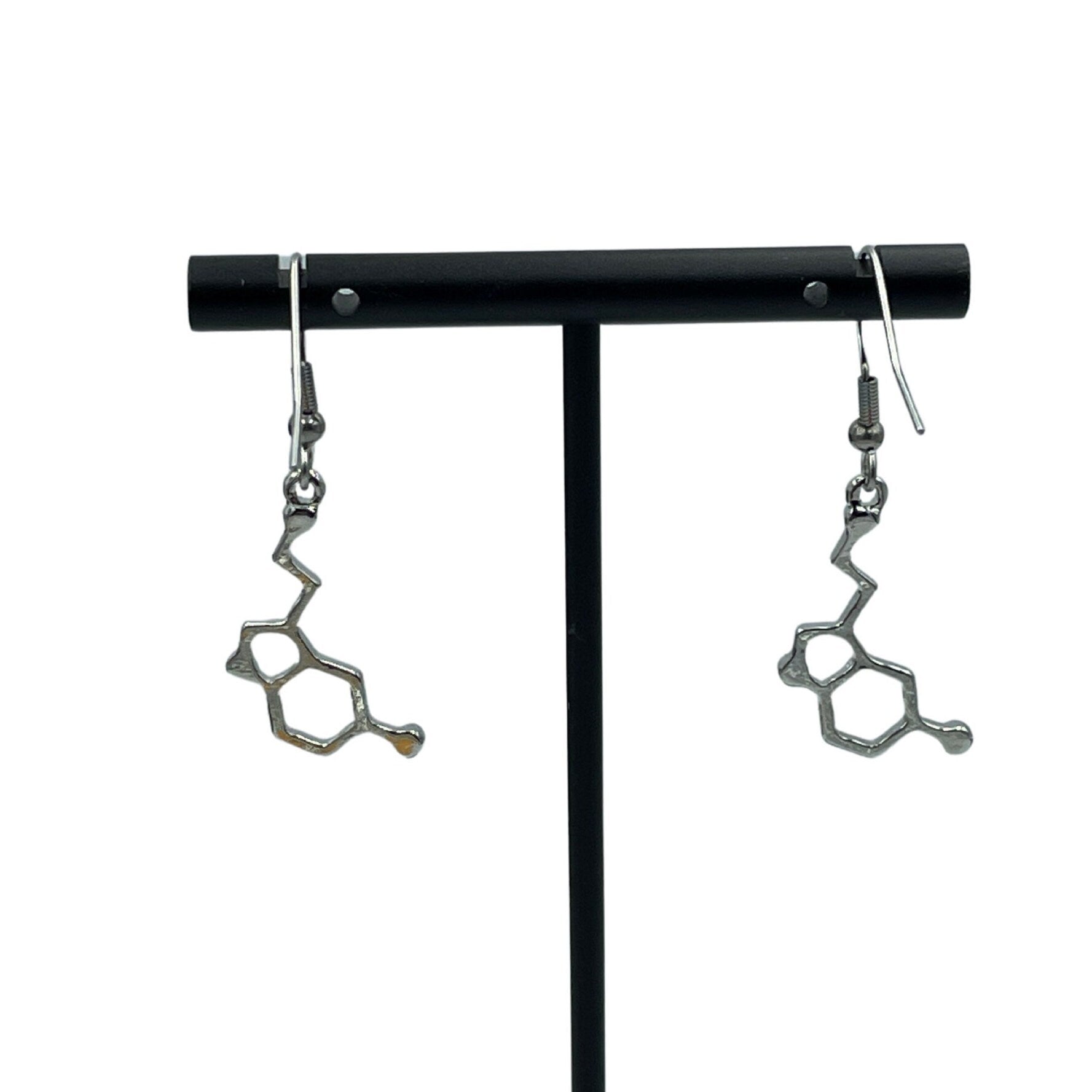 Serotonin Molecule Minimalist Geometric Earrings