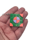 Green Square Geometric Earrings made with upcycled LEGO®