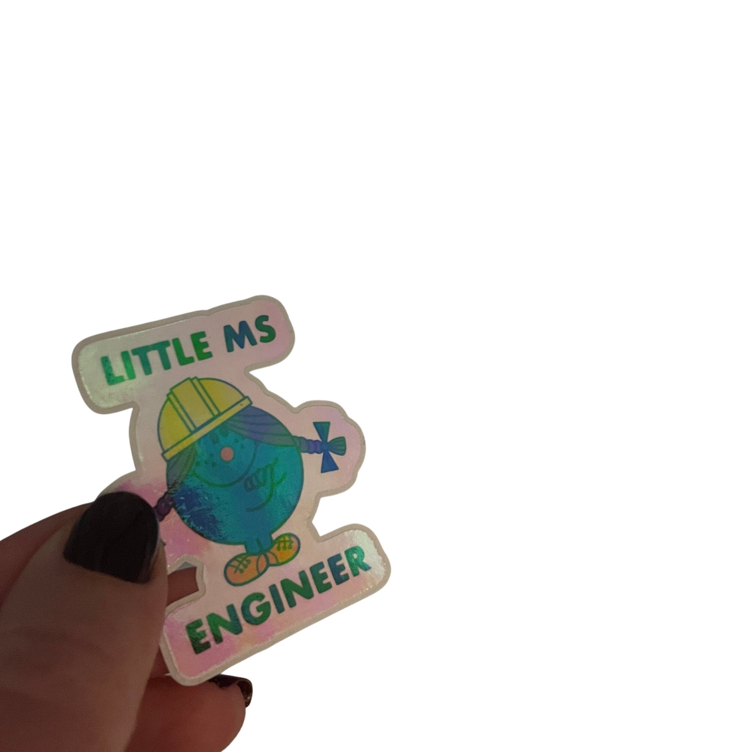 Little Ms Engineer Holographic Vinyl Sticker. STEMinist decal - Women and Girls Engineering