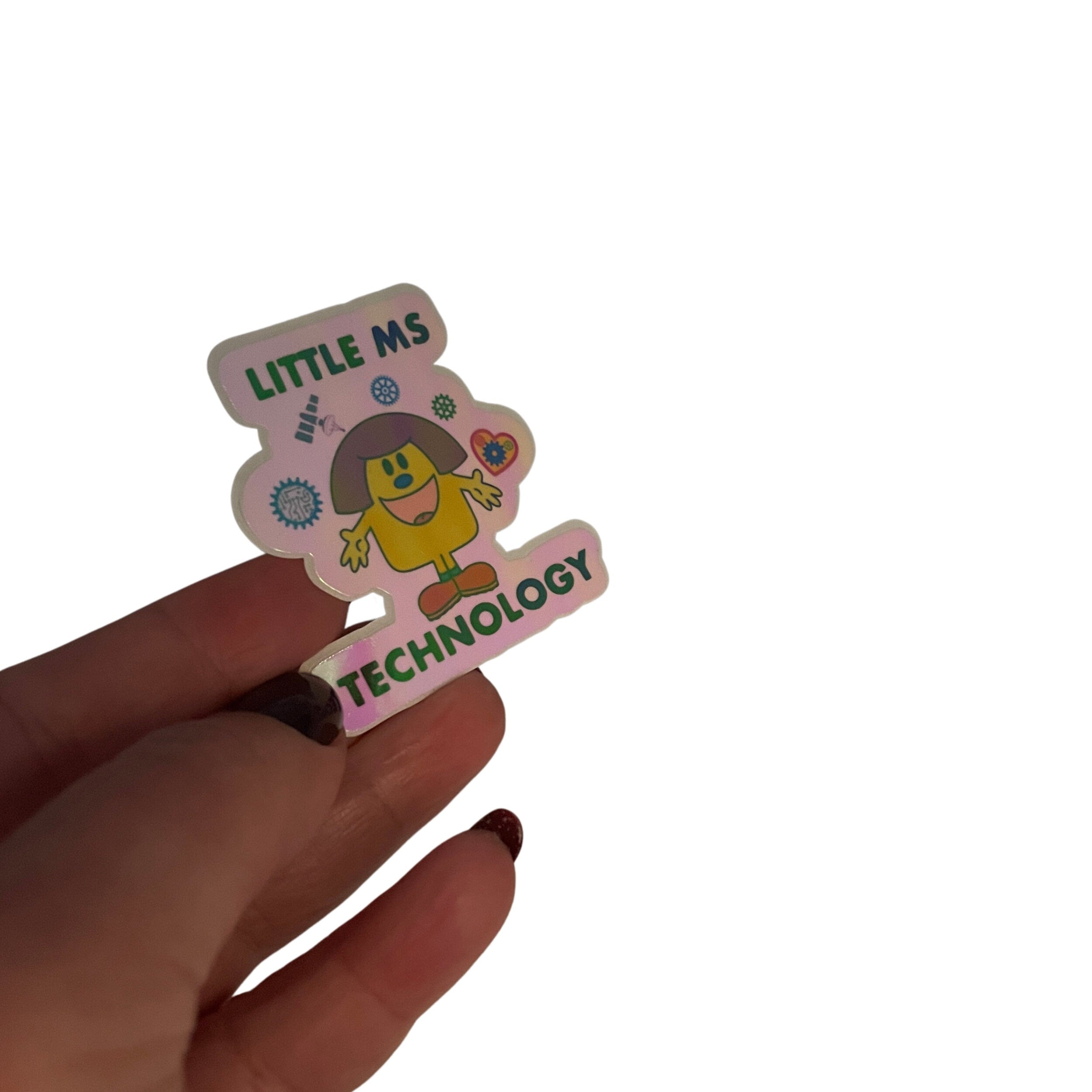 Little Ms Technology Holographic Vinyl Sticker. STEMinist decal - Women and Girls in Science, Technology and Engineering