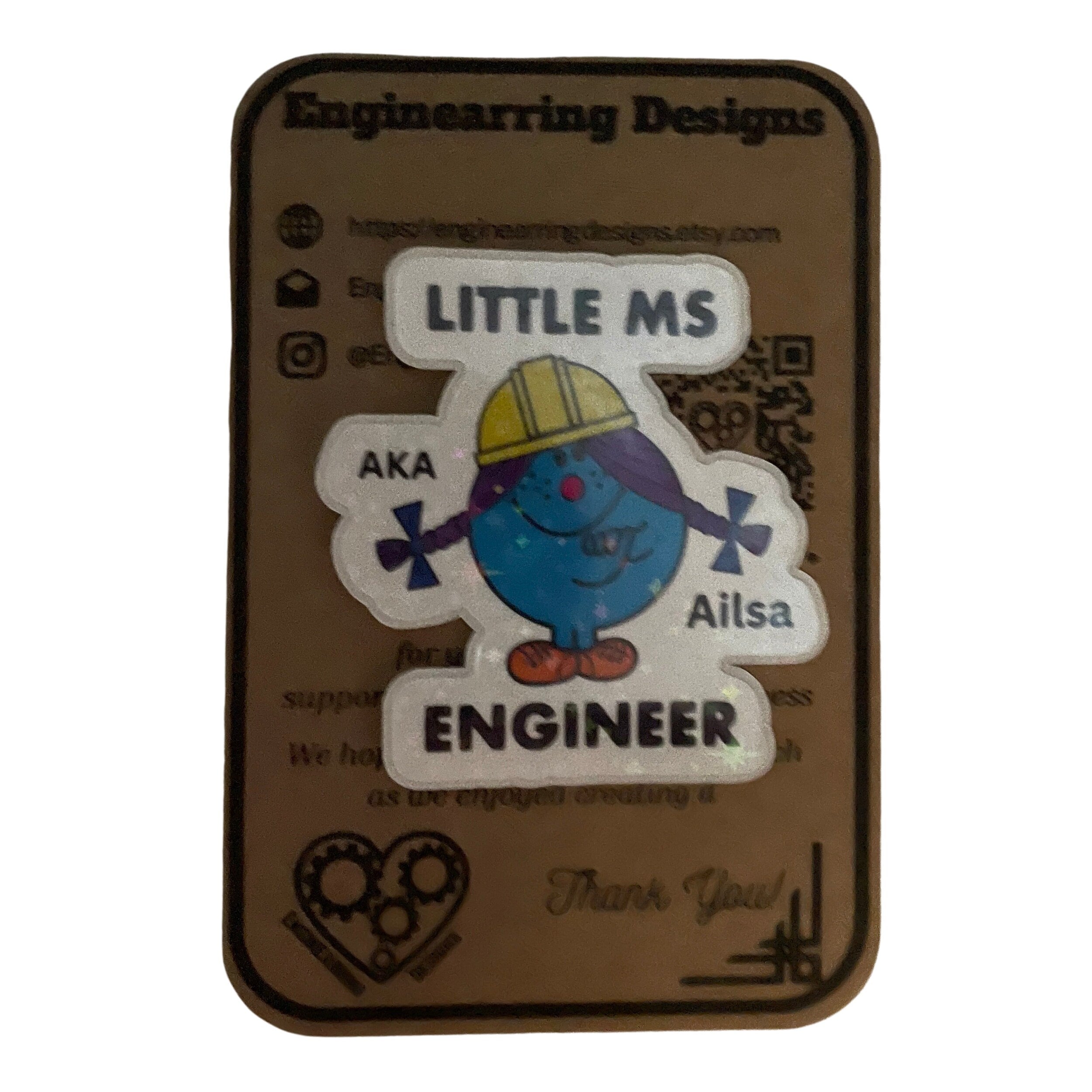 Personalised Little Ms Engineer Holographic Vinyl Sticker