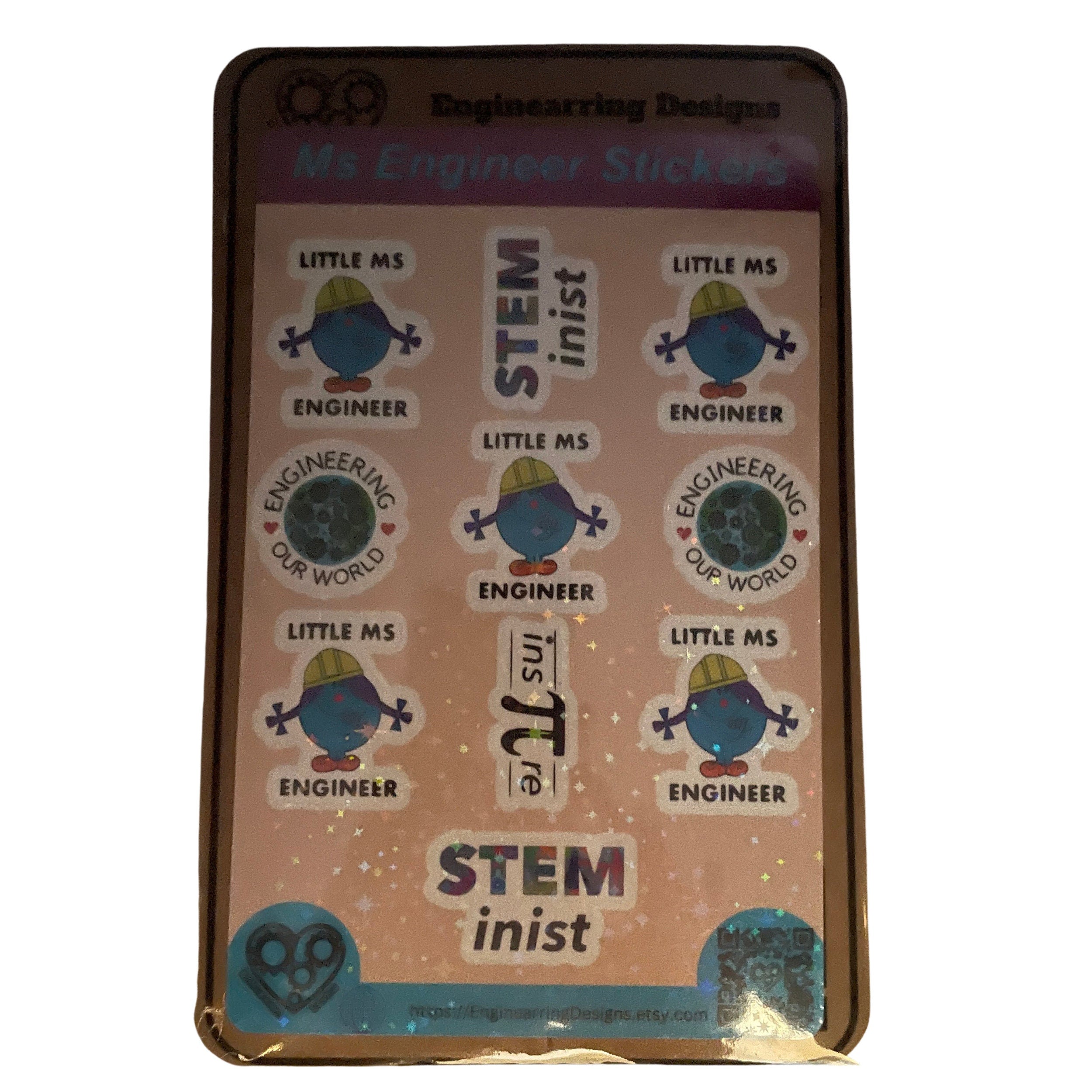 Little Ms Engineer Holographic Sticker Sheet. Women in Engineering STEMinist decal