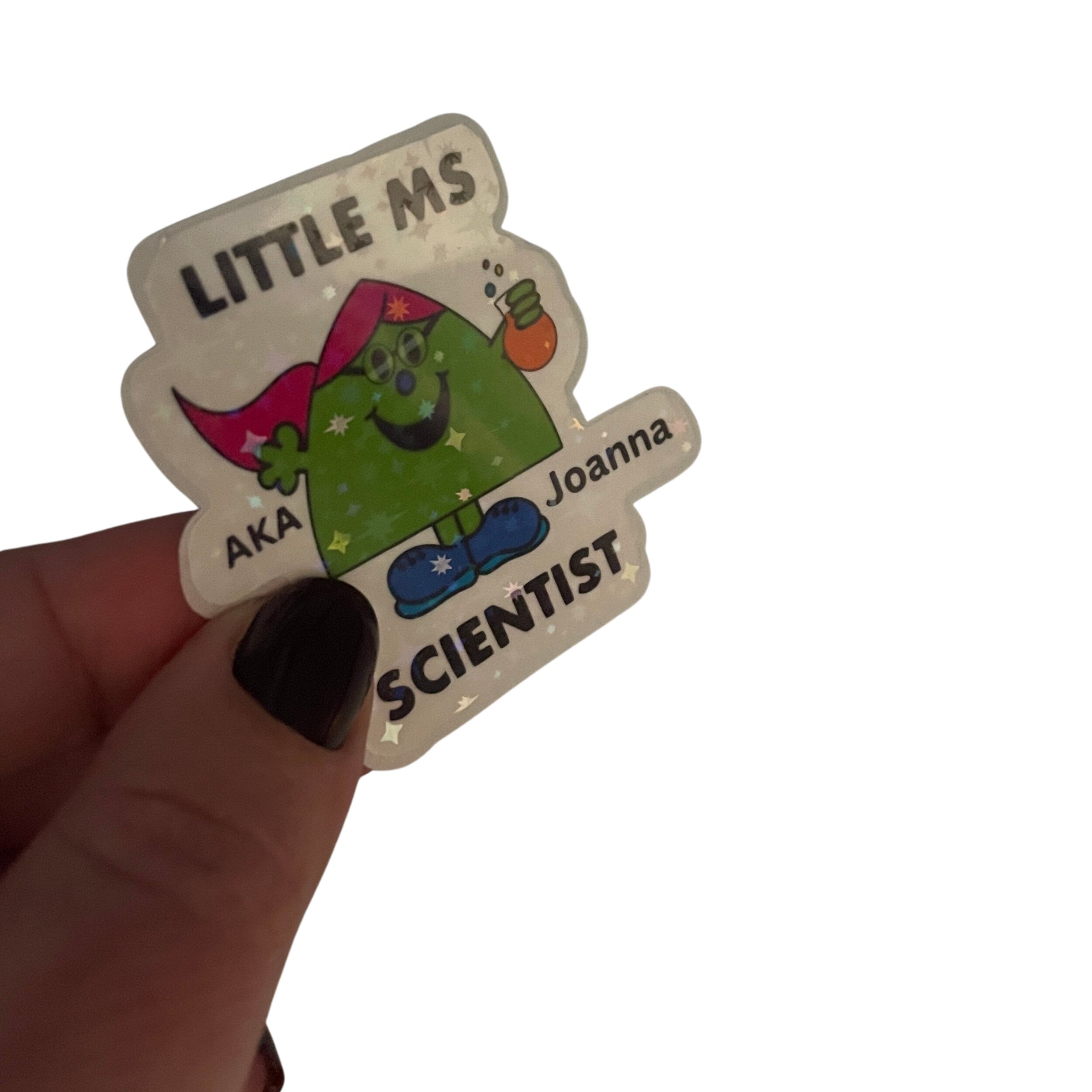 Personalised Little Ms Scientist Holographic Vinyl Sticker