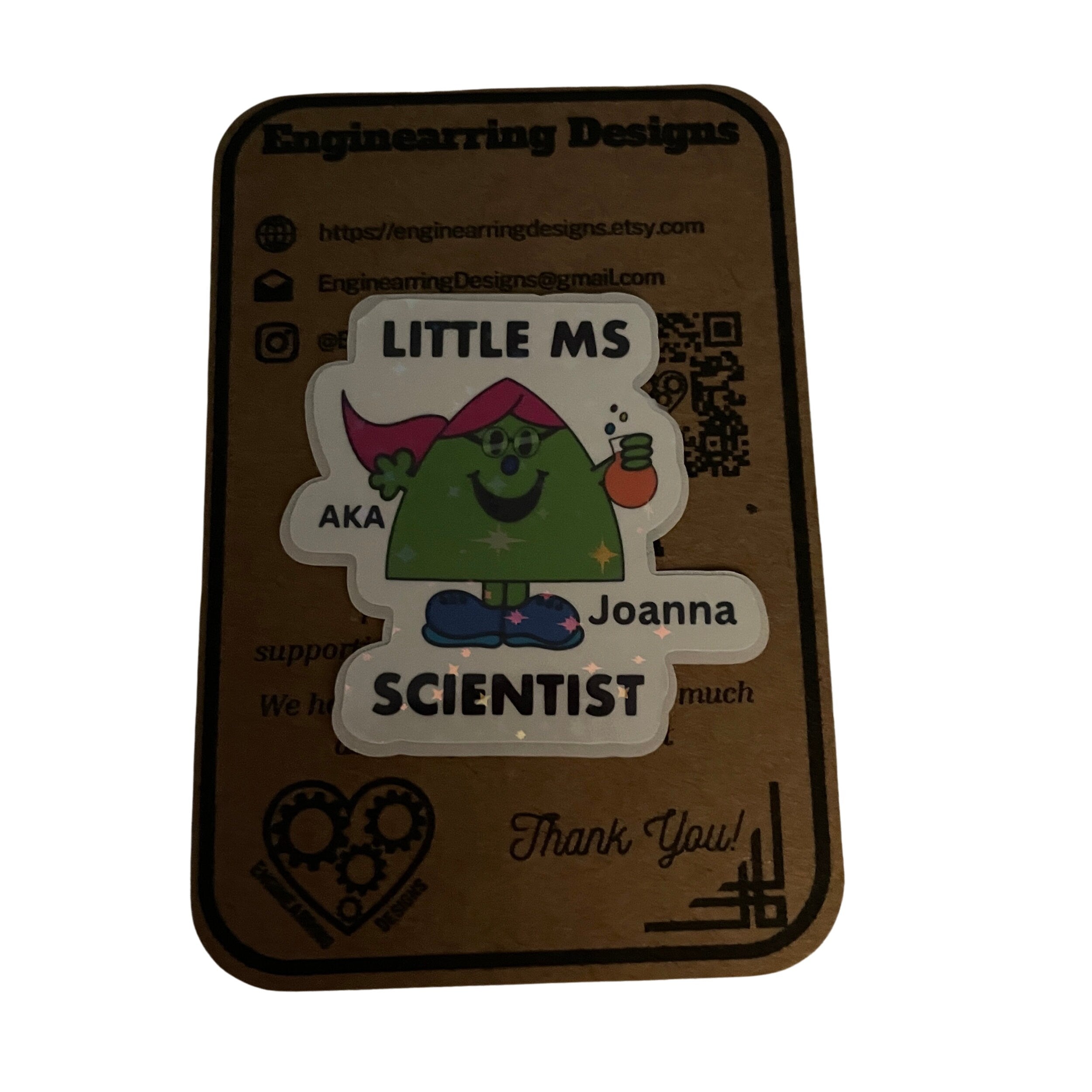 Personalised Little Ms Scientist Holographic Vinyl Sticker