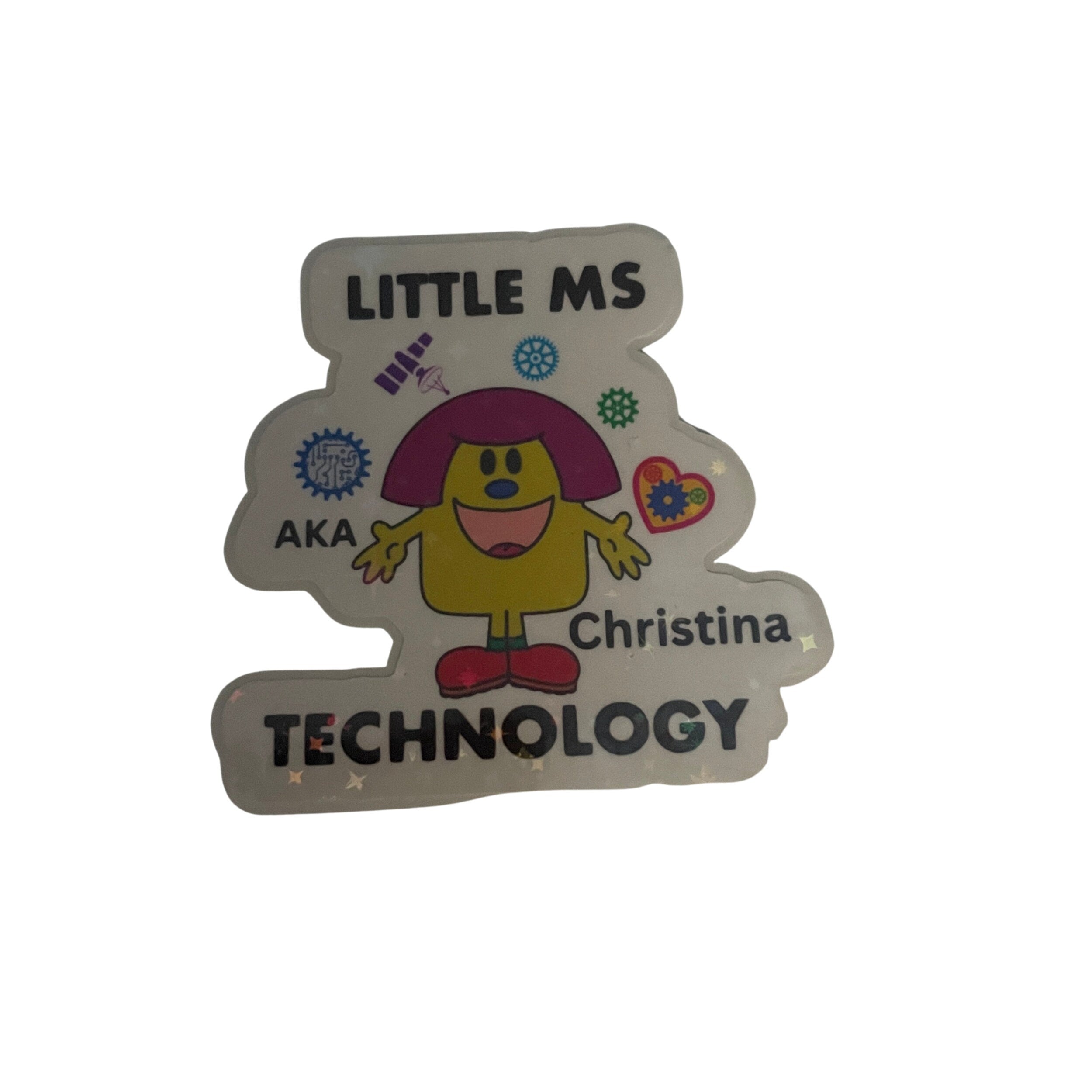 Personalised Little Ms Technology Holographic Vinyl Sticker