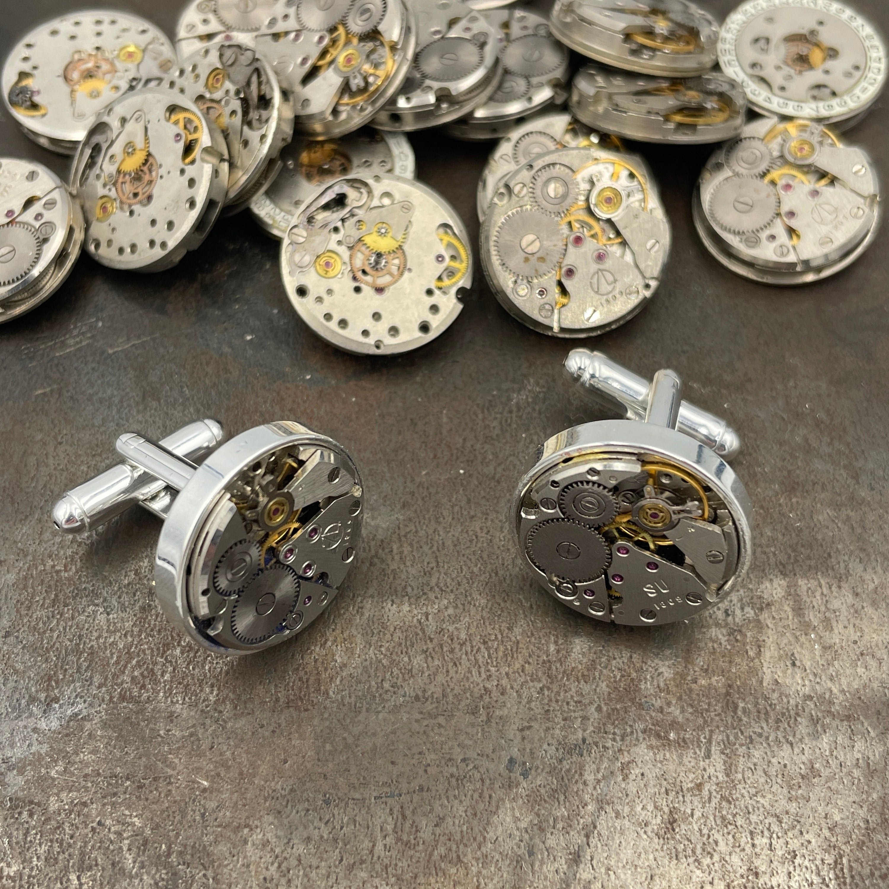 Steampunk Upcycled Vintage Watch Movement Cufflinks