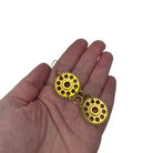 Gold Double Dangle Cog Steampunk Chunky Chain Statement Earrings