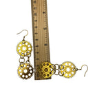 Gold Double Dangle Cog Steampunk Chunky Chain Statement Earrings