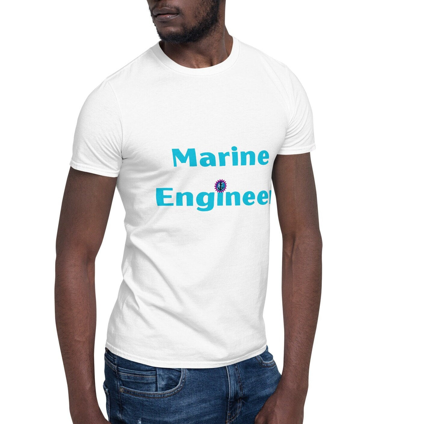 Marine Engineer T-shirt. Marine Engineering Top with cogs and anchor