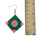 Green Square Geometric Earrings made with upcycled LEGO®