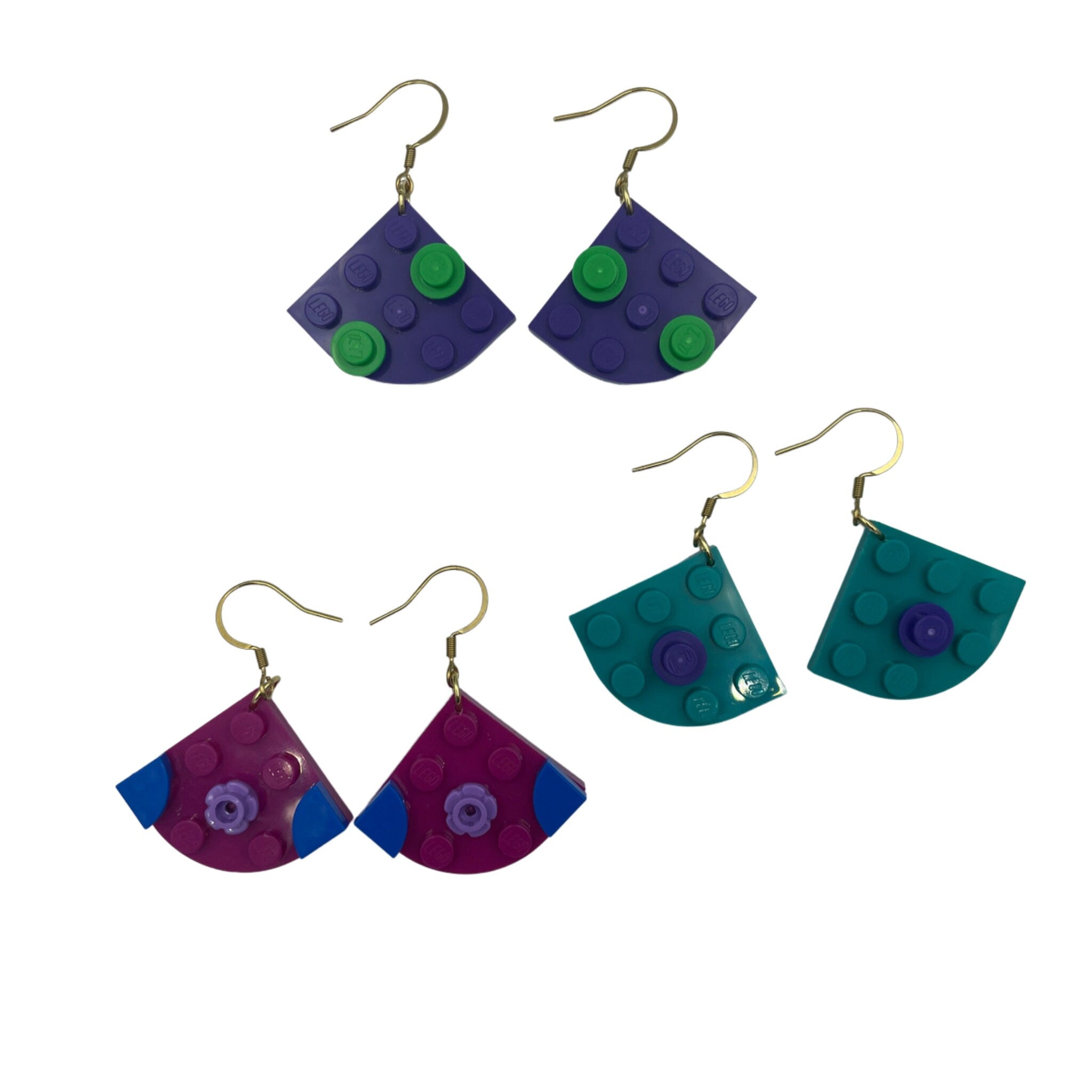 Geometric Quarter Circle Earrings made with upcycled LEGO®