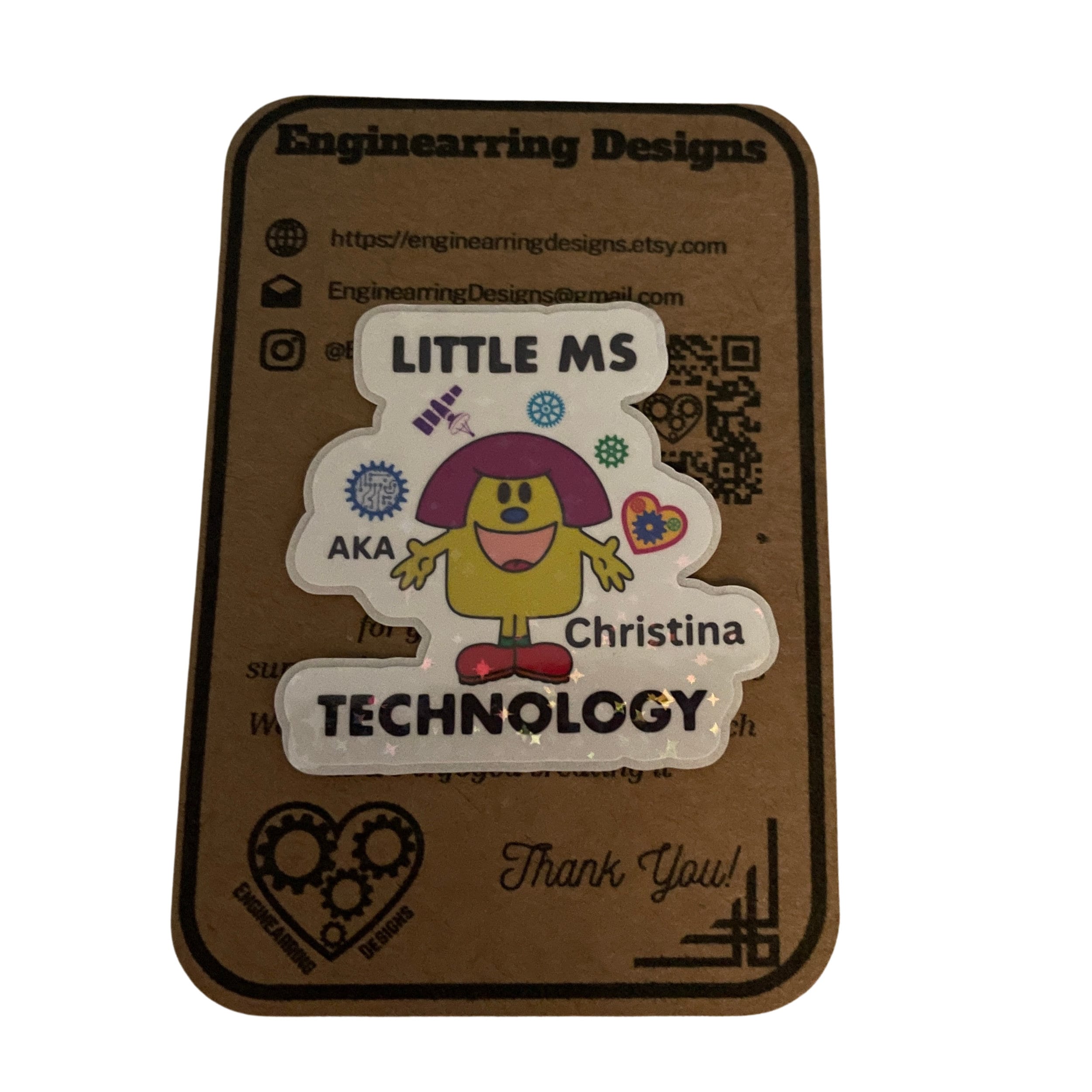 Personalised Little Ms Technology Holographic Vinyl Sticker