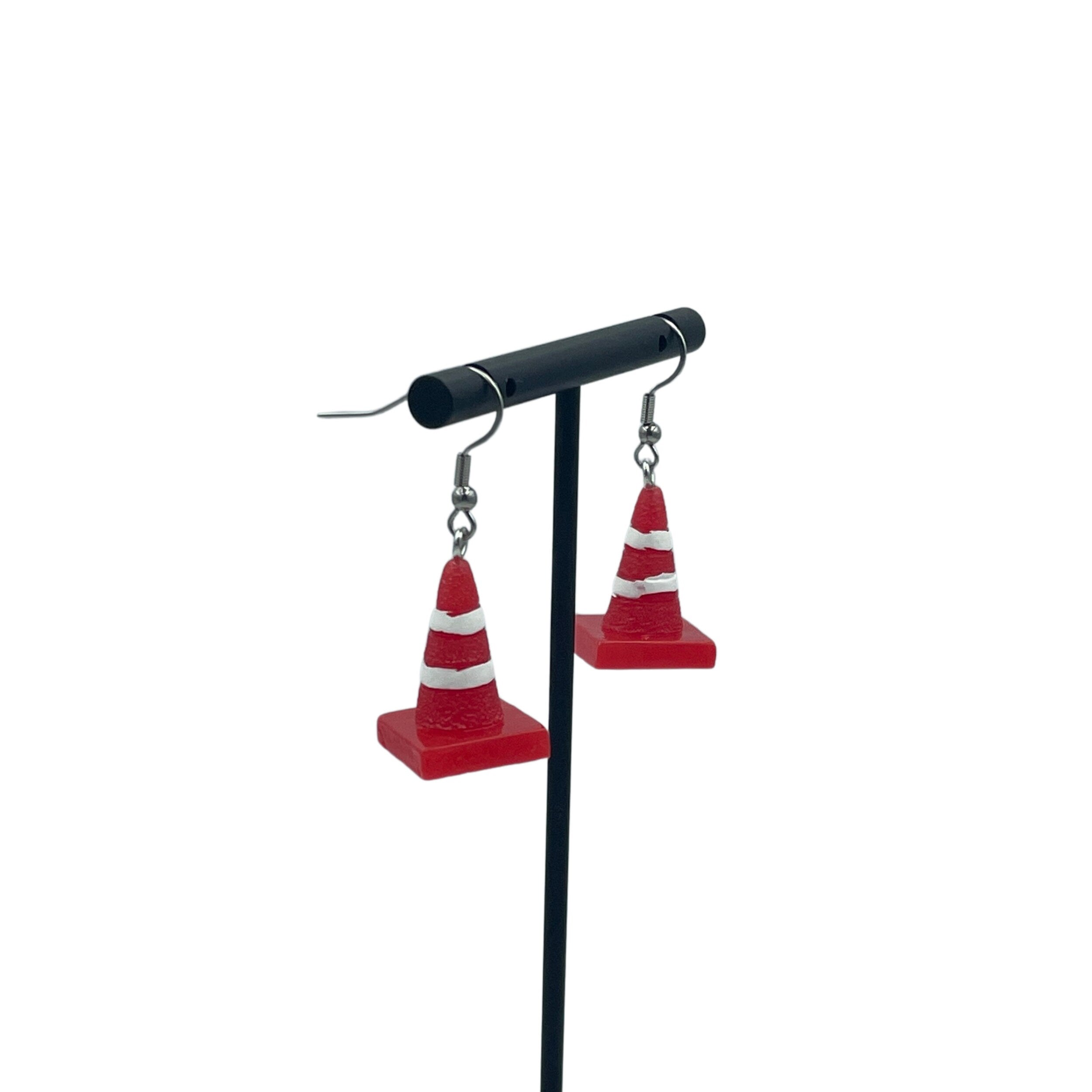 Novelty Traffic Cone Earrings. Funny jewellery for Road Planners, Engineers and Road Workers (or hooligans!)