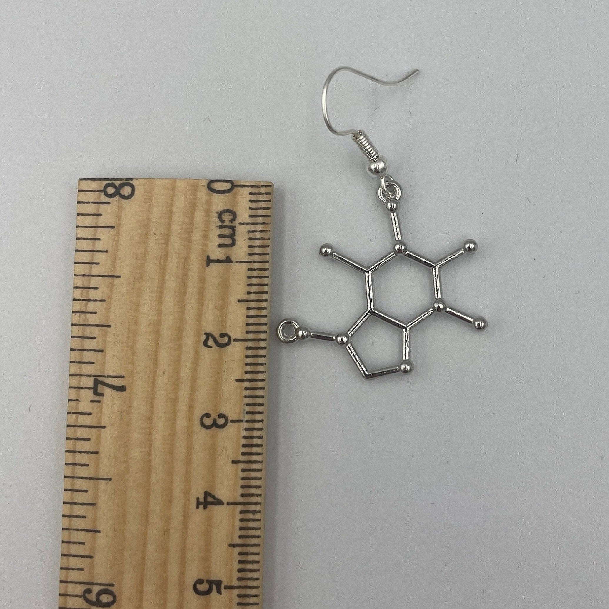 Caffeine Molecule Minimalist Geometric Earrings