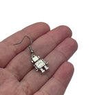 Cute Tiny Silver Robot Earrings