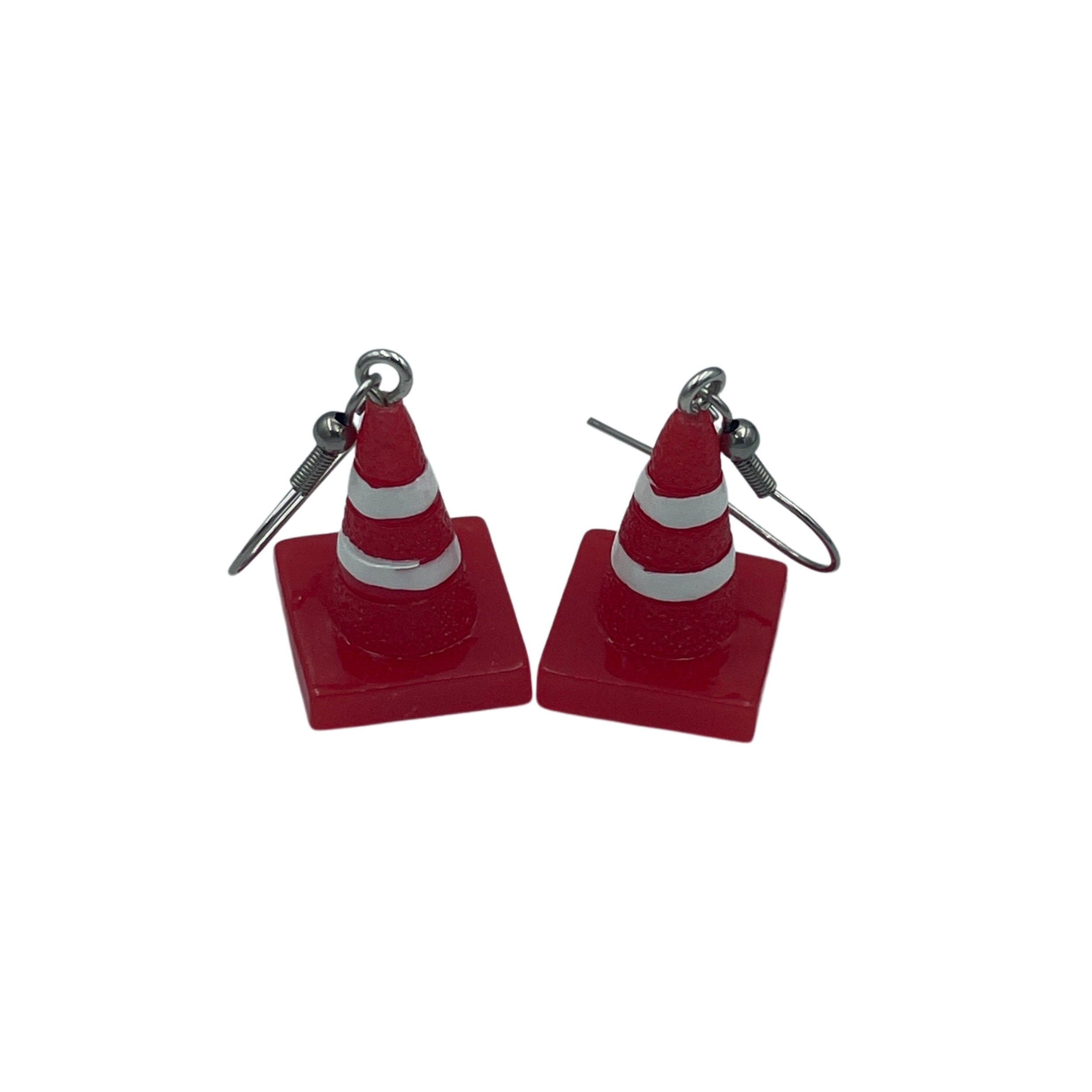 Novelty Traffic Cone Earrings. Funny jewellery for Road Planners, Engineers and Road Workers (or hooligans!)