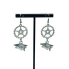 Engineering Graduation Steampunk Silver Dangle Statement Earrings