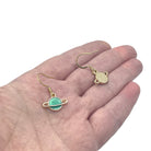 Planet Earrings in Yellow, Blue or Green with a Gold Ring. Perfect for your little geek