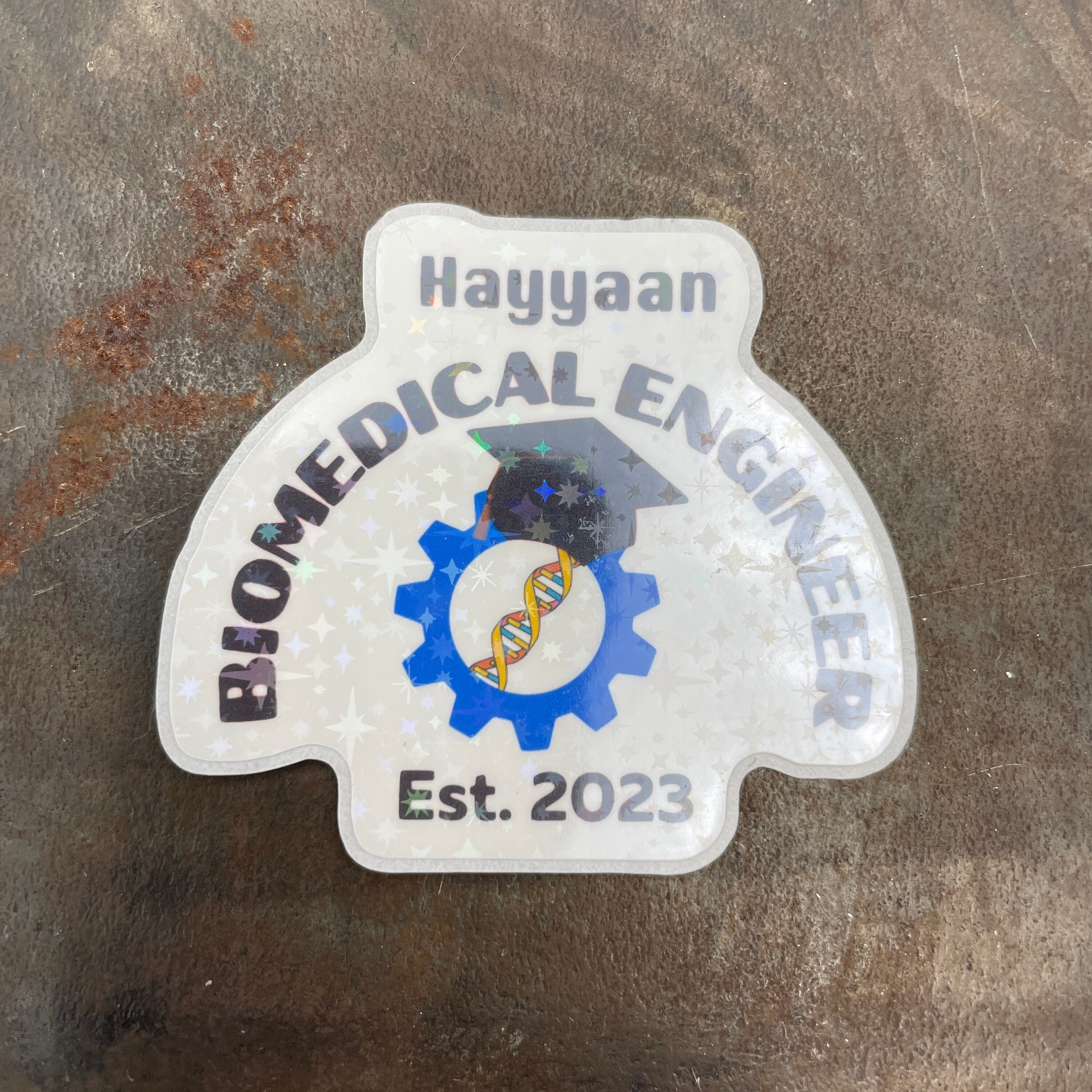 Funny Personalised Graduation Biomedical Engineer Holographic Decal Sticker