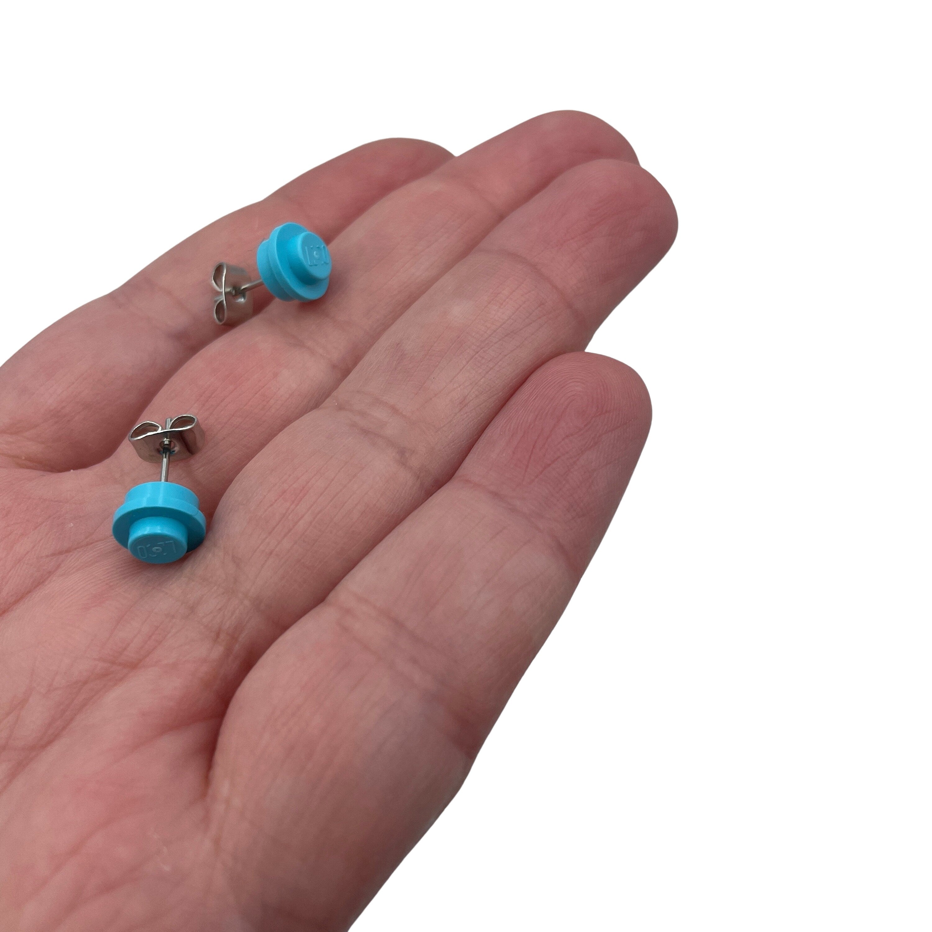 Stud Earrings made with upcycled LEGO® in a variety of colours