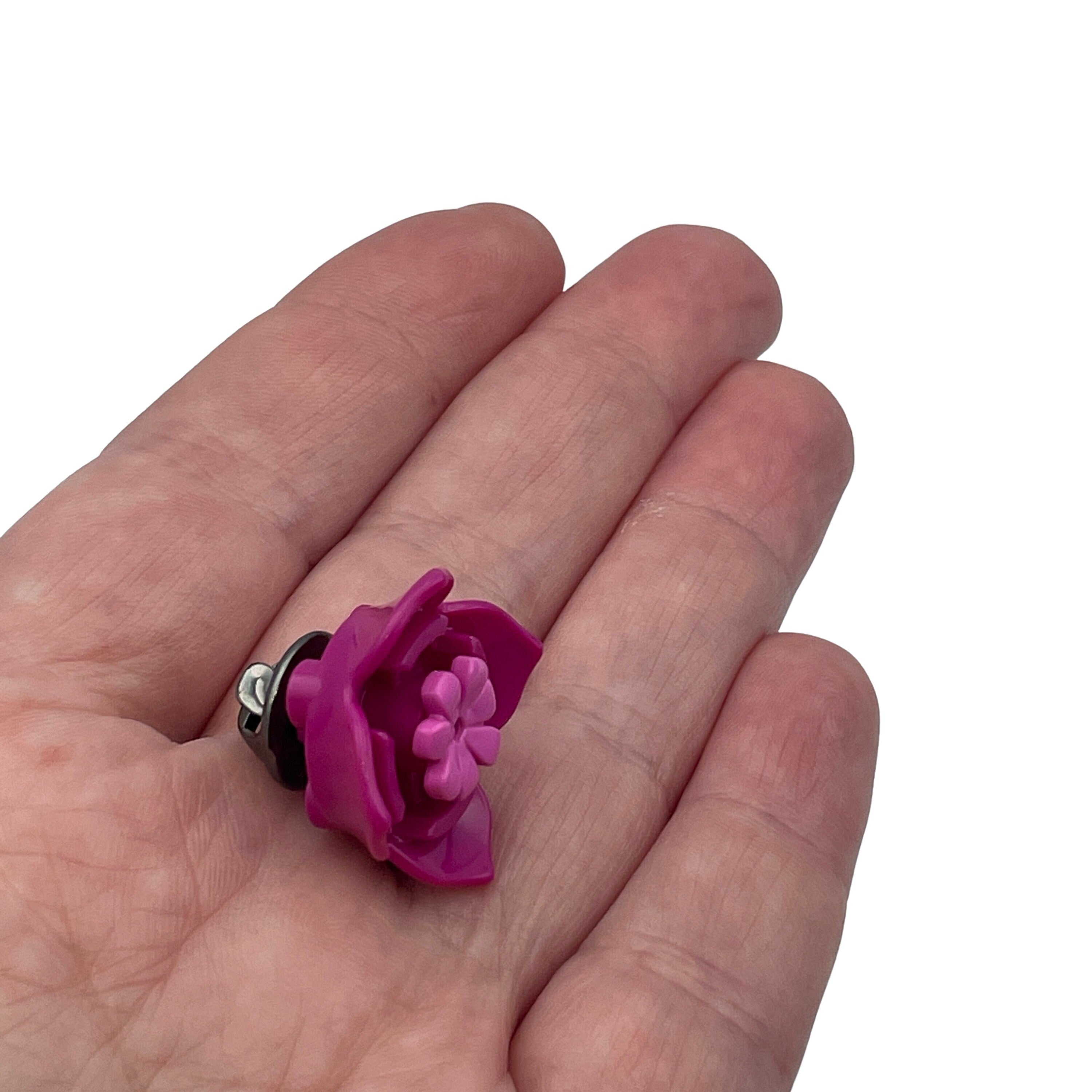 Magenta Flower Pin made with upcycled LEGO®