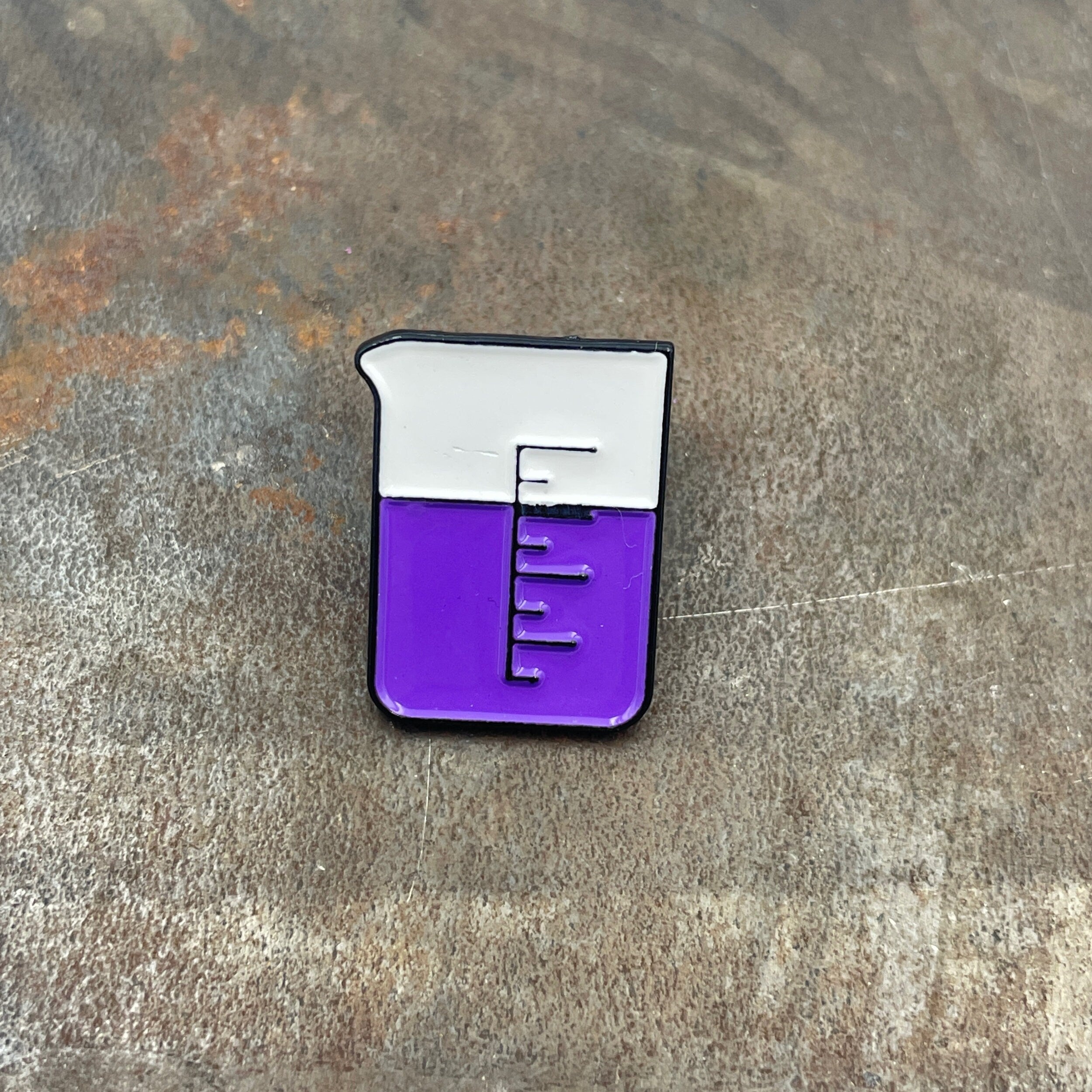 Purple Chemistry flask Enamel Pin. Science Experiment Beaker Badge