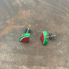 Cute Quarter Watermelon Stud Earrings. Made with upcycled LEGO®