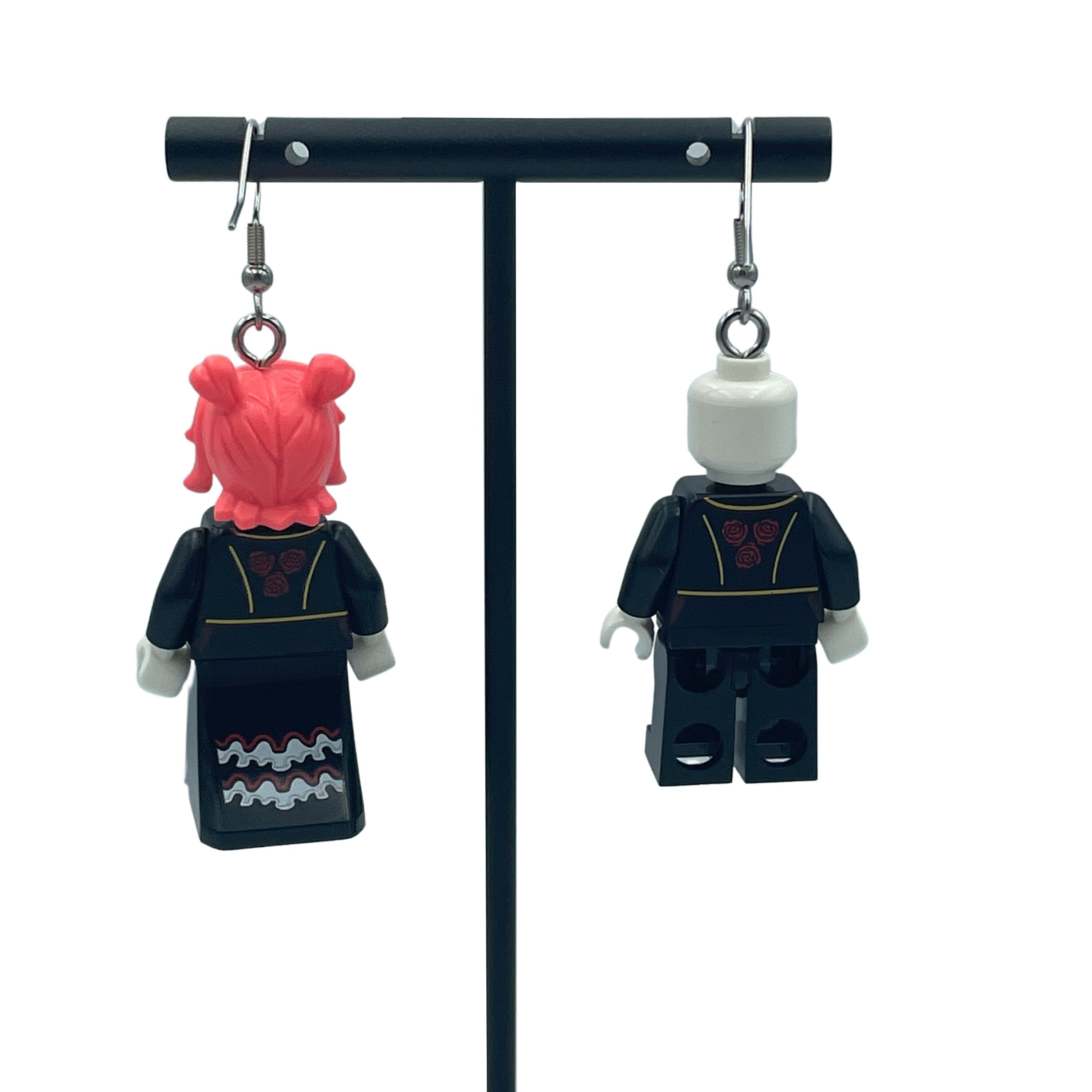 Skeleton Day of the Dead Halloween Earrings made with upcycled LEGO®