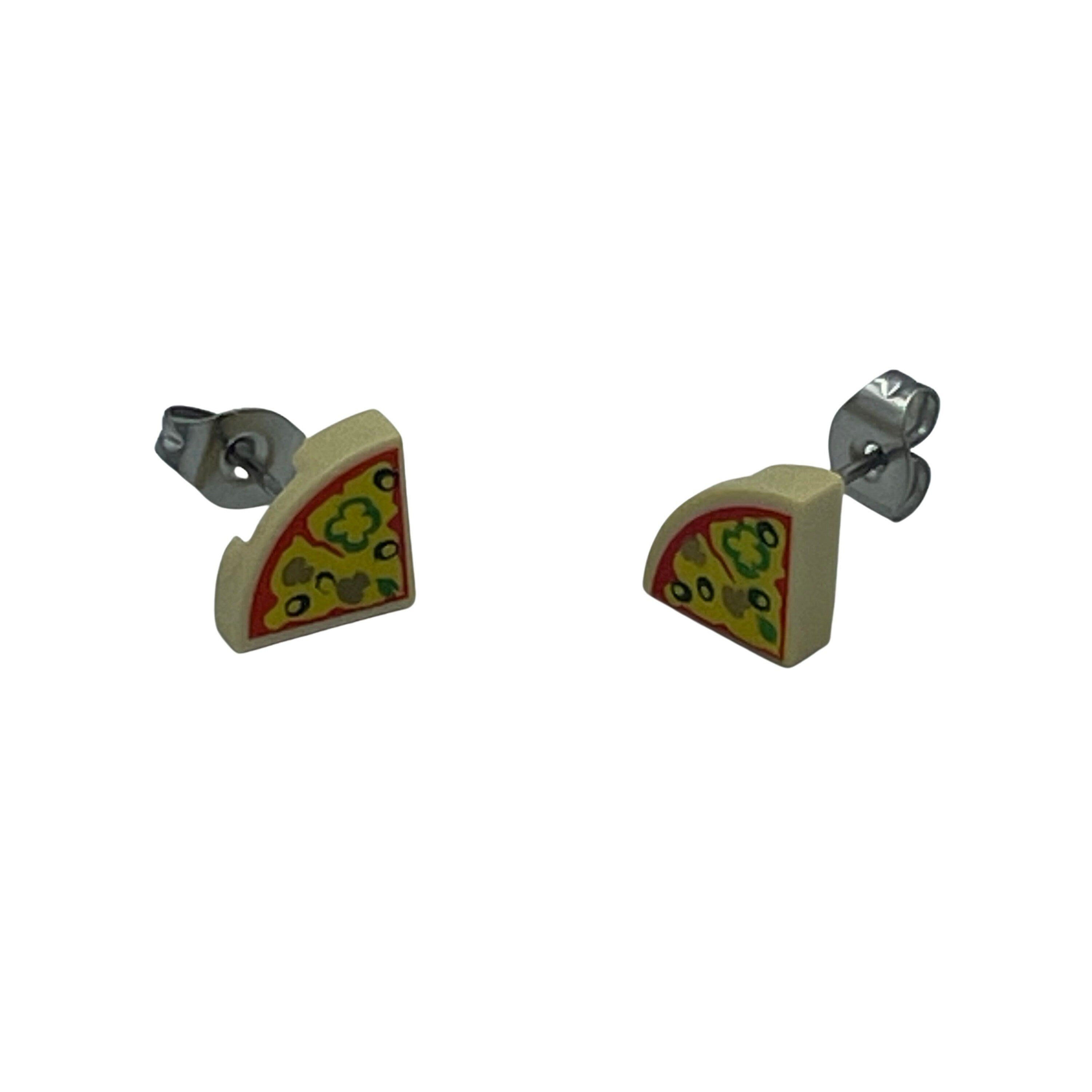 Quarter Pizza Slice Stud Earrings made with upcycled LEGO®