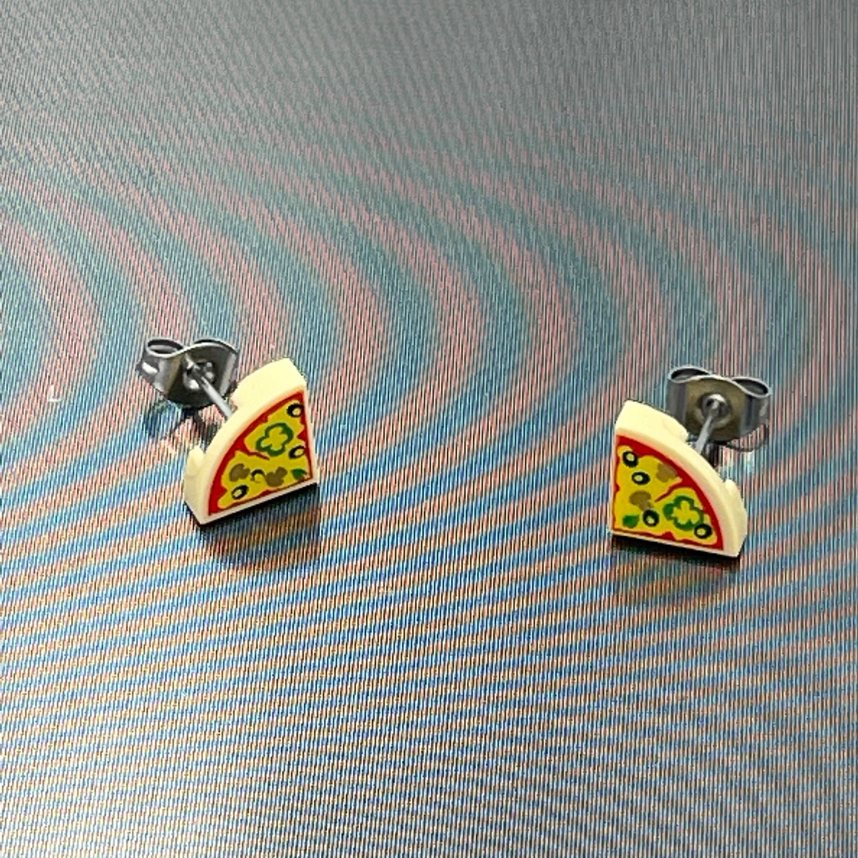 Quarter Pizza Slice Stud Earrings made with upcycled LEGO®