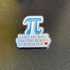 Love You Math Enamel Pin Badge. Love you more than the number of digits in Pi