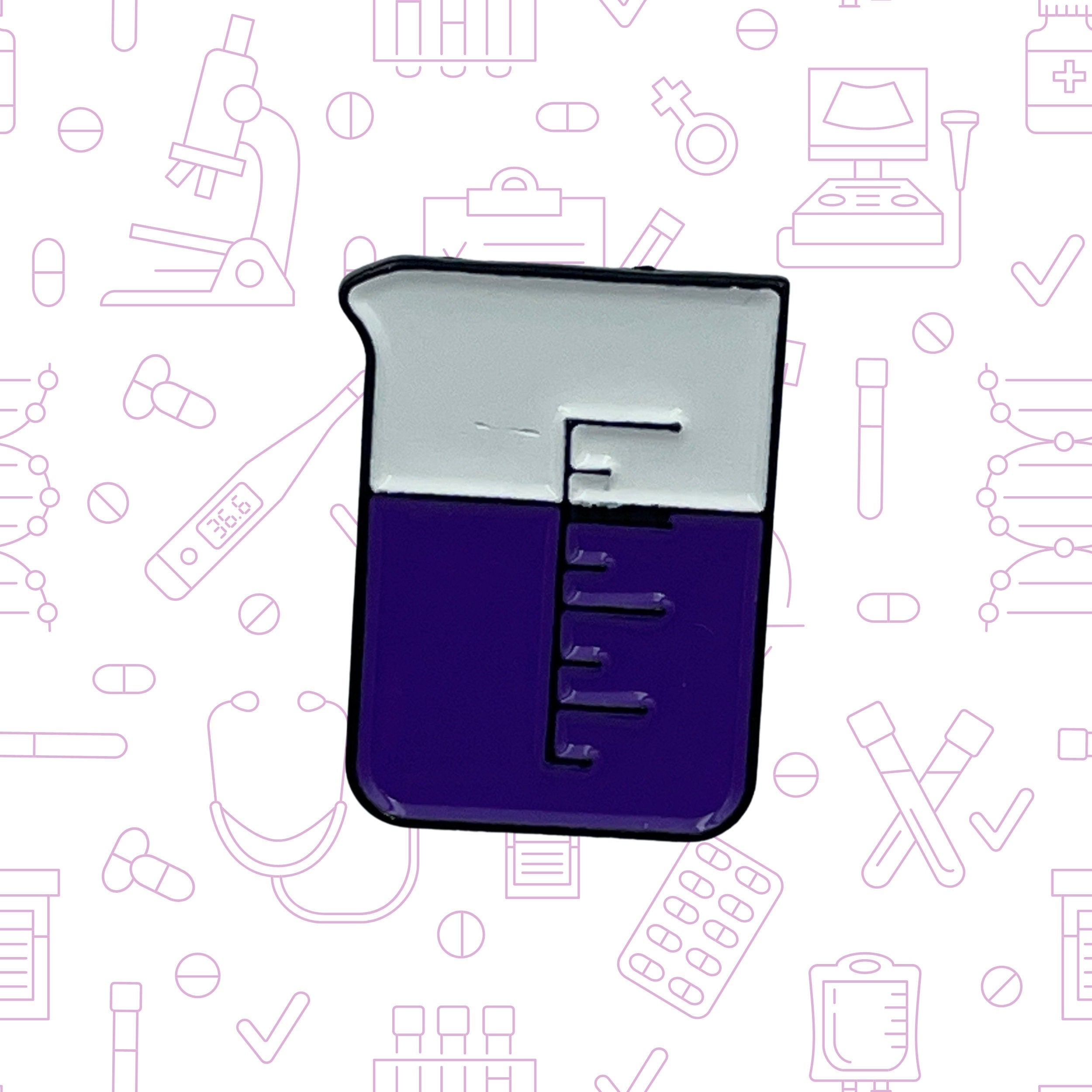 Purple Chemistry flask Enamel Pin. Science Experiment Beaker Badge