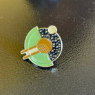 Space Sputnik Enamel Pin. Stylish Geometric Science Badge