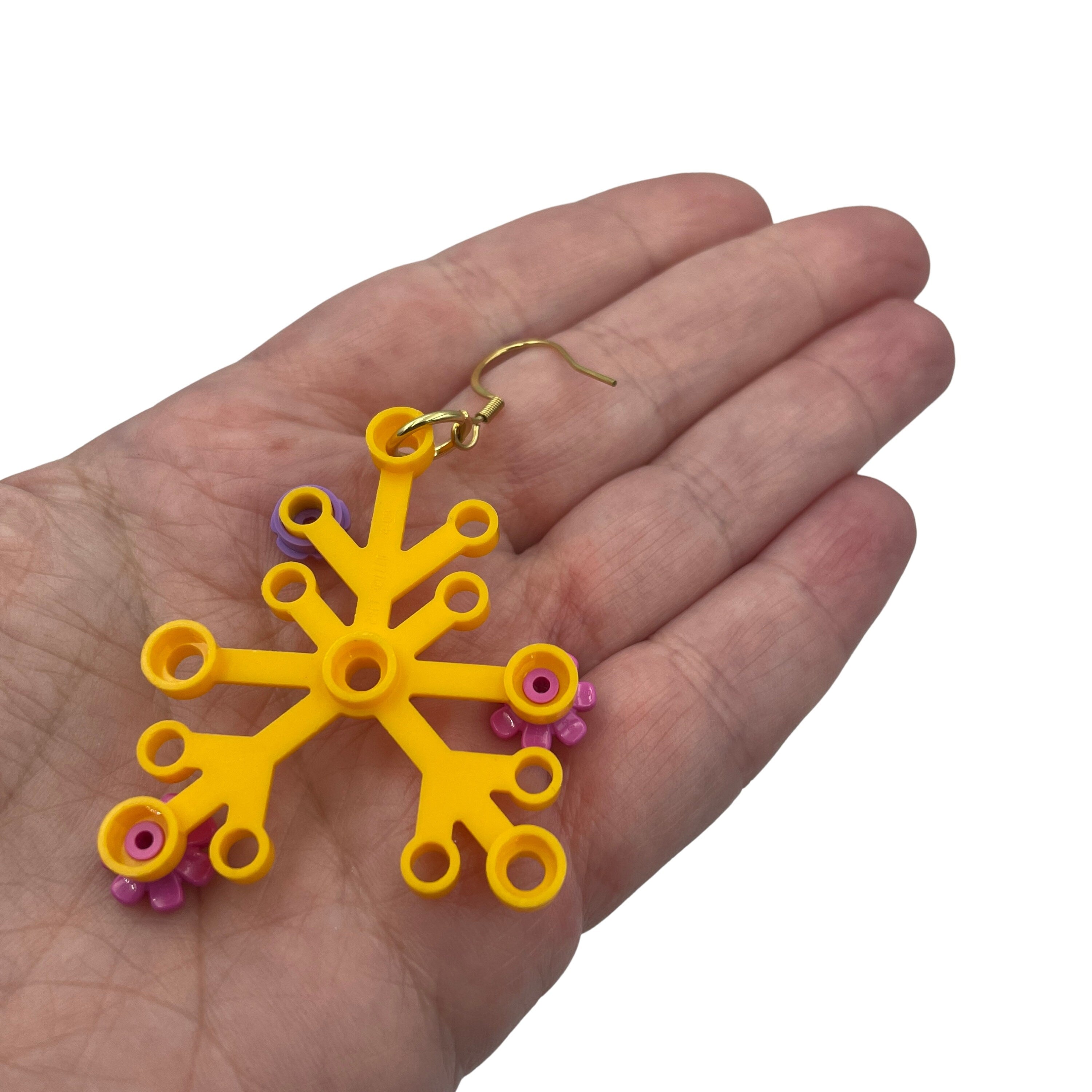 Yellow Floral Plant Earrings made with upcycled LEGO®