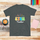 Retro Wildflowers STEM Teacher T-shirt. Science Technology Teacher Gift Dark Heather