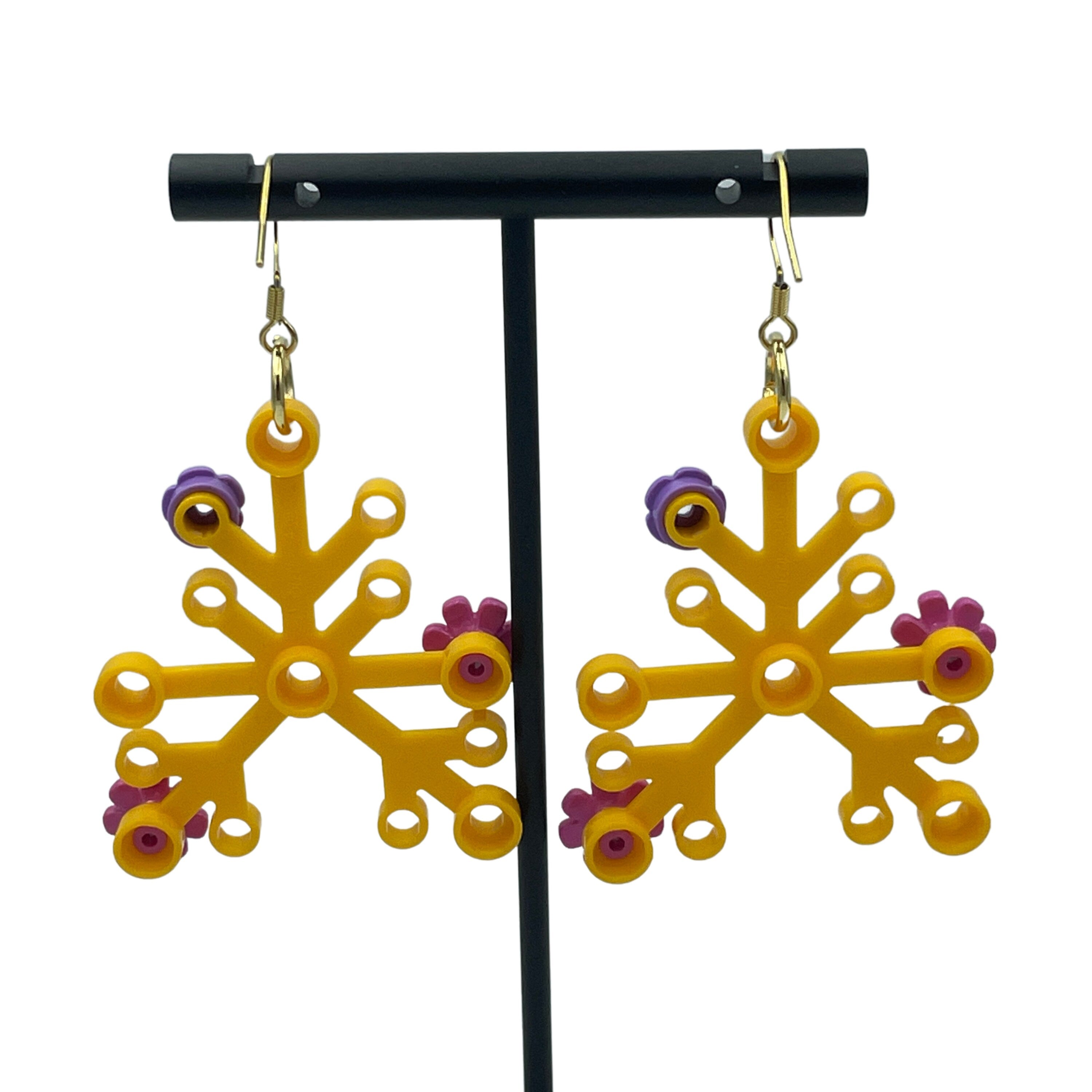 Yellow Floral Plant Earrings made with upcycled LEGO®