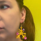 Yellow Floral Plant Earrings made with upcycled LEGO®