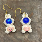 Cute Kawaii Bunny Astronaut with Heart Earrings