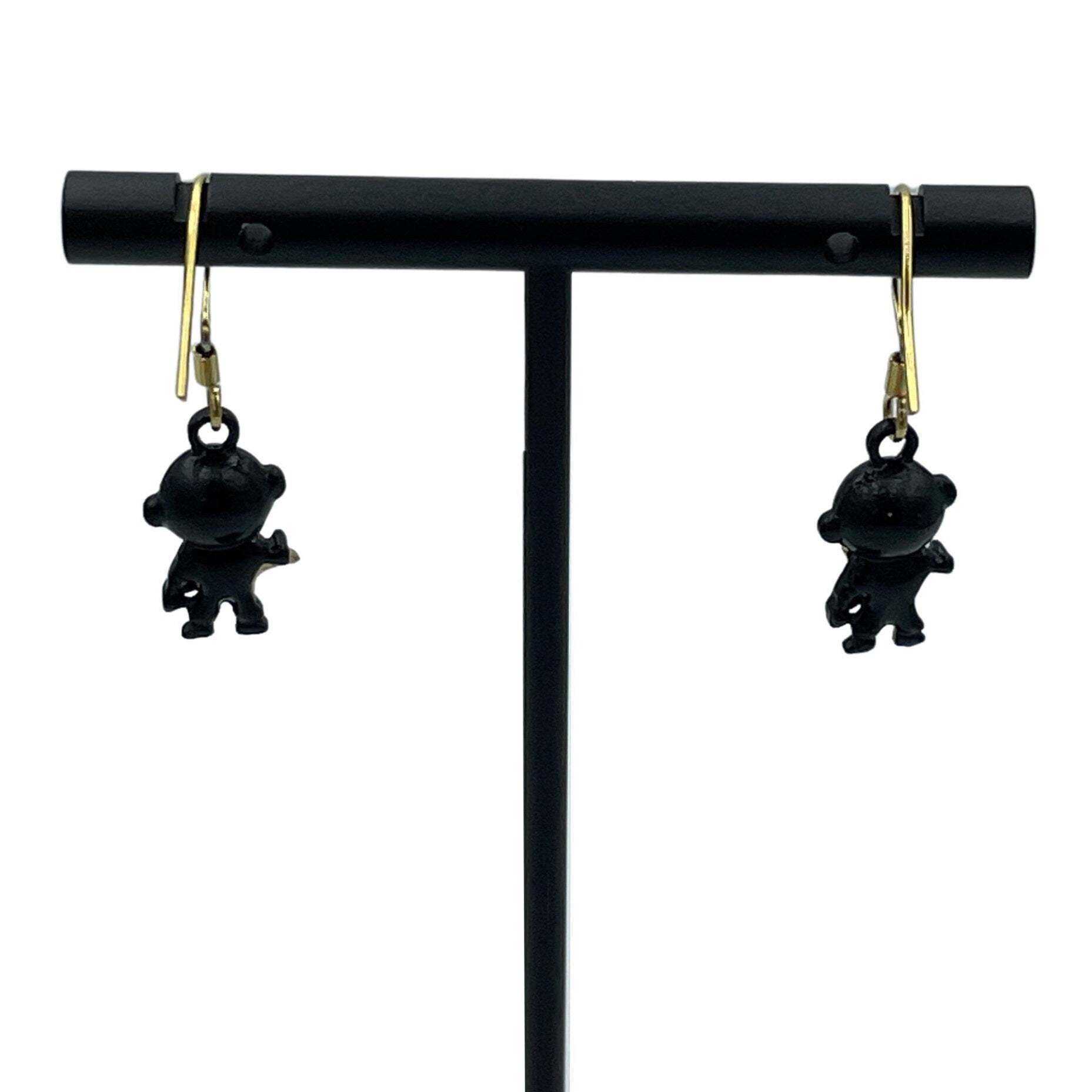 Small Science Space Black Astronaut with Star Earrings