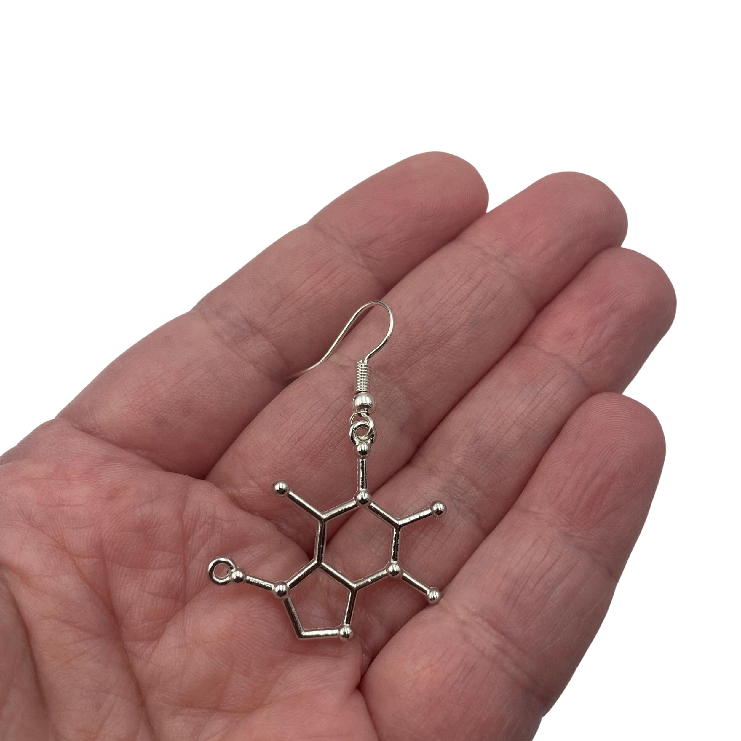 Caffeine Molecule Minimalist Geometric Earrings